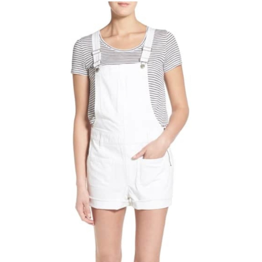Madewell White Short Adirondack Overalls
